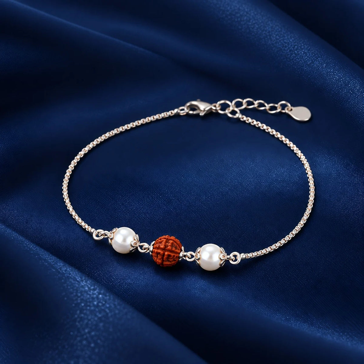 Silver Rudraksha & Pearl Bracelet for Men & Women