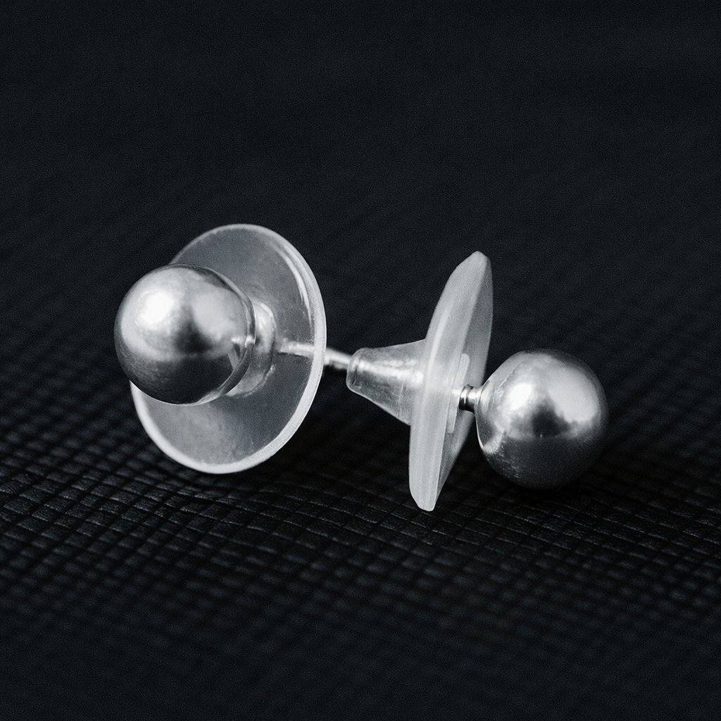 Elegant Gold Polish Round Silver Stud Earrings