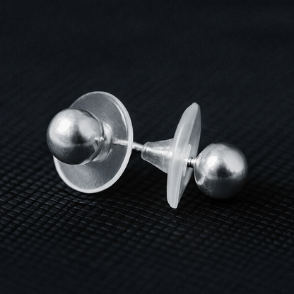 Elegant Gold Polish Round Silver Stud Earrings