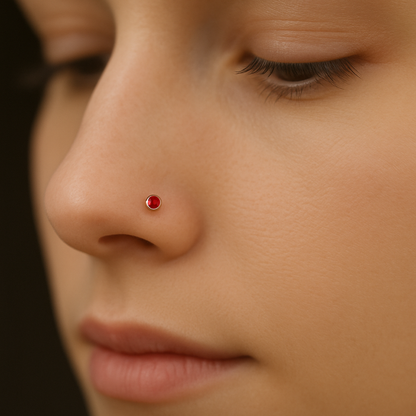 (13 Pcs ₹599 combo) Silver Nose Pin with Round Multicolour Stones