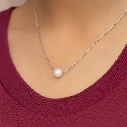 Dainty Silver Chain with Pearl Pendant