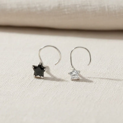 Silver Nose Pin with Star Multicolor Stones