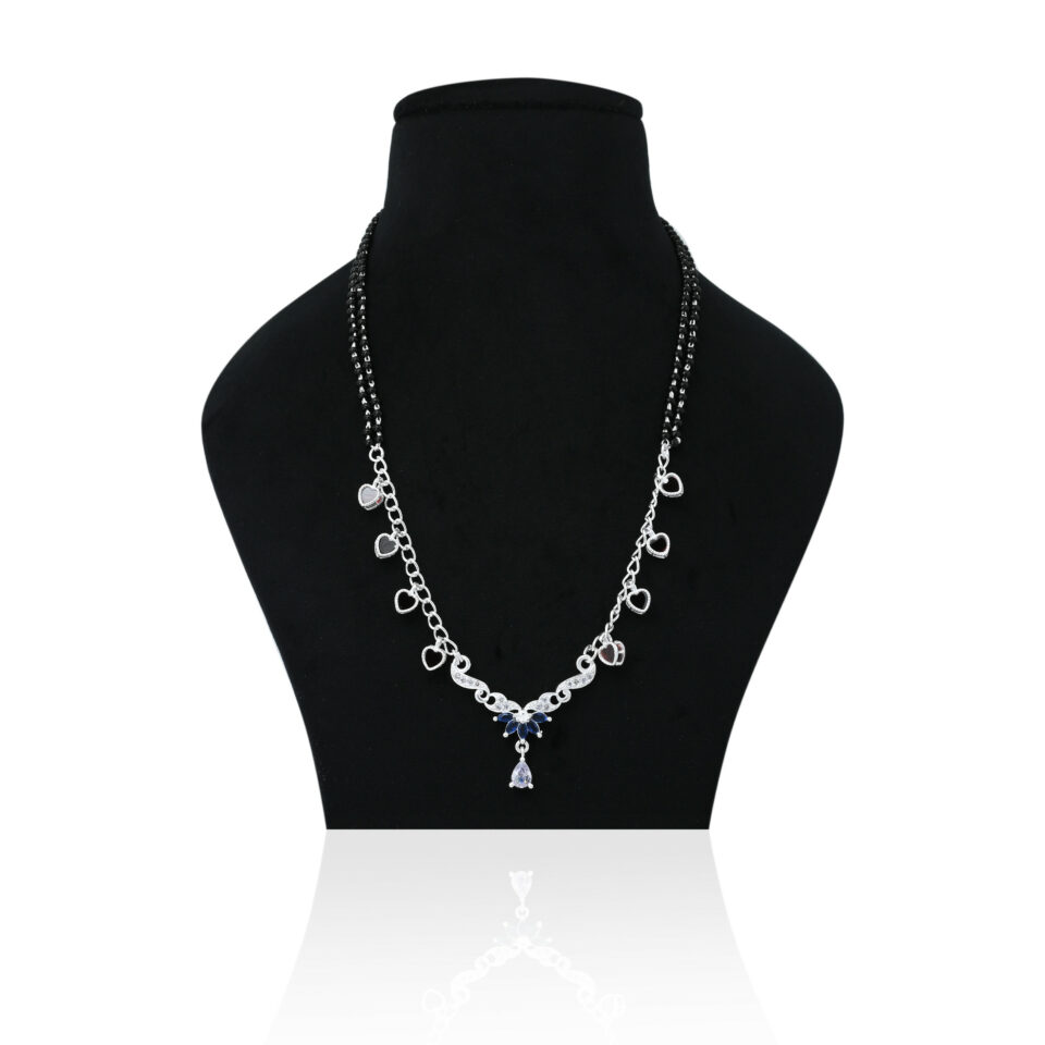 Buy Black Beads With Heart Silver Mangalsutra Online