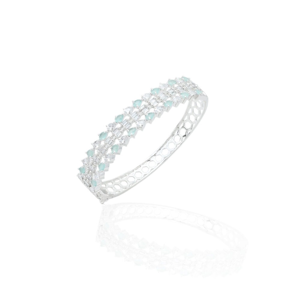 Buy Attractive Blue Gems Silver Cuff Bracelet @ ₹2,399 Only