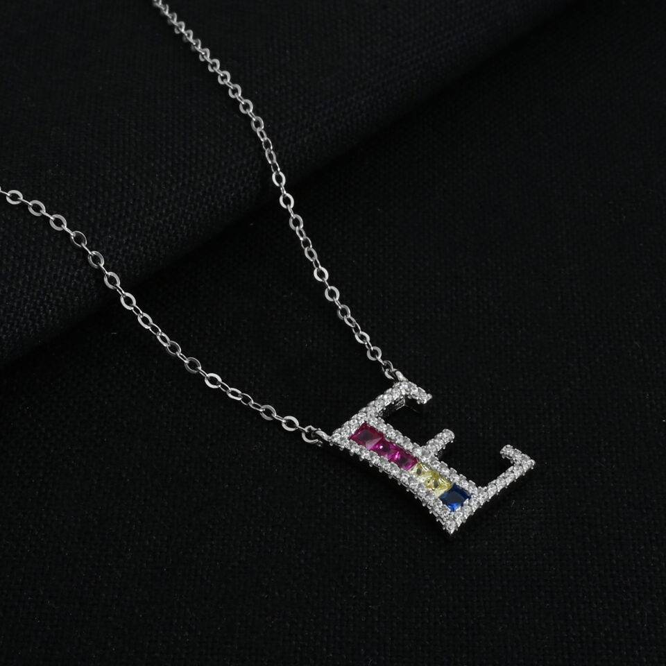 Buy Personalised “E” Alphabet Silver Chain With Pendant Online