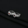 Silver Red Heart Toe Ring