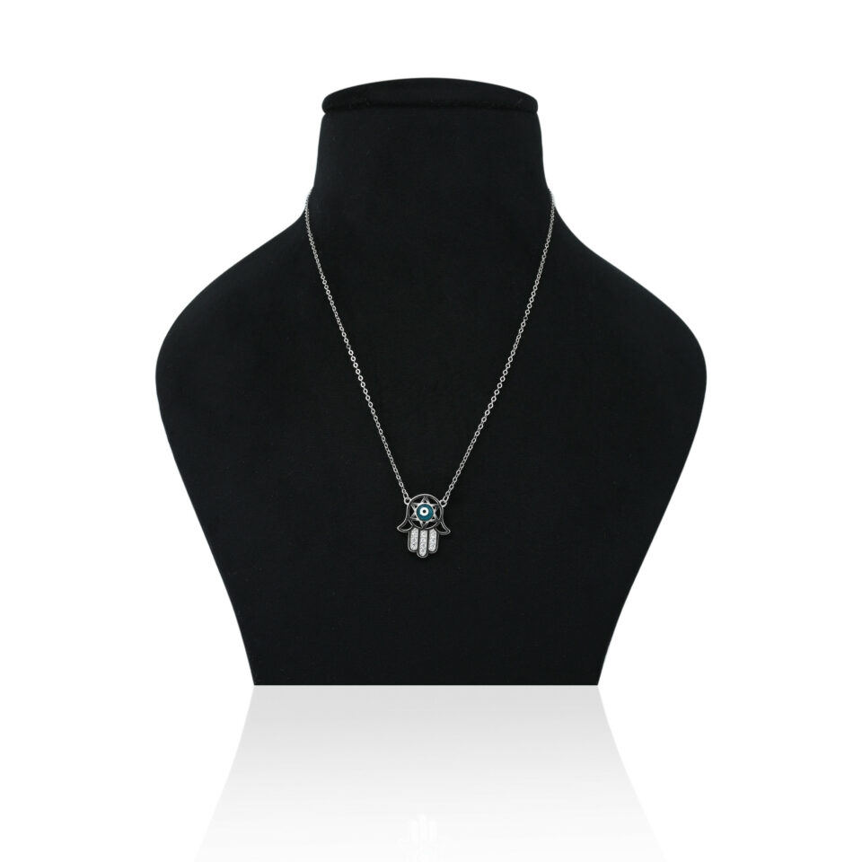 Buy Silver Power Symbol Chain With Evil Eye Pendant