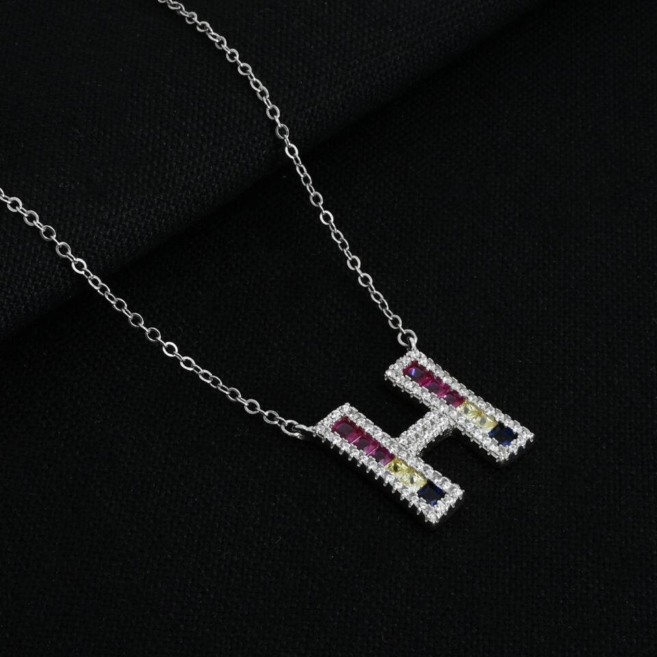 Silver Personalised “H” Alphabet Chain With Pendant