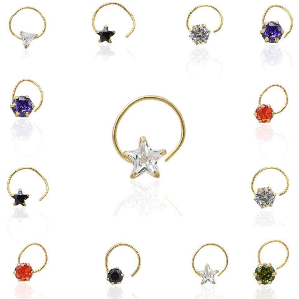 Buy Beautiful 24k Gold Nosepins Collection (13Pcs) Online